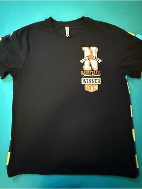 Brooklyn Cloth Black Short Sleeve Graphic Tee with Orange & White Accents